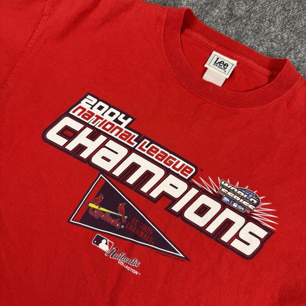 Vintage Lee Sports MLB St Louis Cardinals National League Champions Red Shirt L